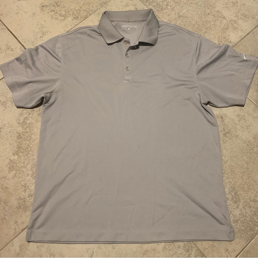Nike Dri Fit Men's Size L Large Stretch UV Tech Solid Golf Polo Gray 358324-012